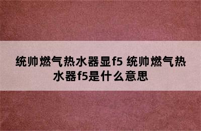 统帅燃气热水器显f5 统帅燃气热水器f5是什么意思